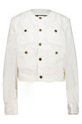 Balmain Round Collar Button-Up Denim Jacket
