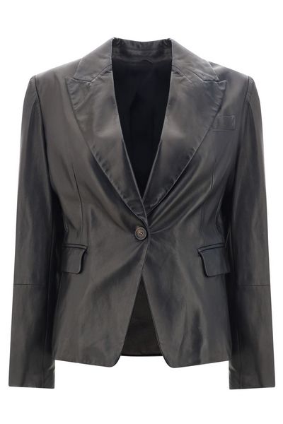 Brunello Cucinelli Single-Breasted Leather Jacket