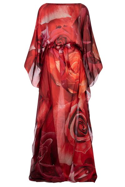 Roberto Cavalli Rose Print Long Dress
