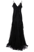 Alberta Ferretti Lace V-Neck Evening Dress