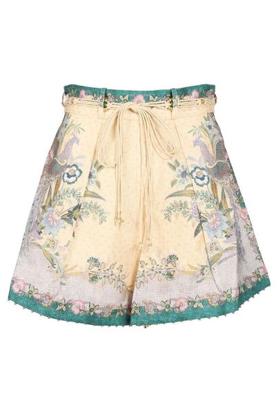 Zimmermann Indra Printed High-Waist Shorts