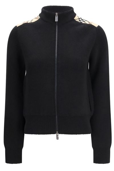 Burberry Check Patch Zip-Up Cardigan