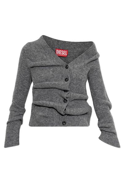 Diesel M-Ava Wrinkled Boiled Knit Cropped Cardigan