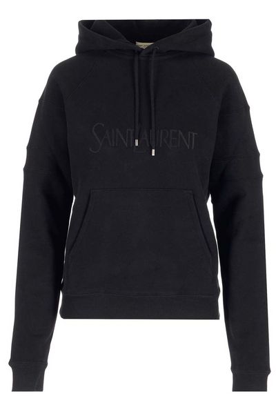 Saint Laurent Logo Detailed Drawstring Hoodie