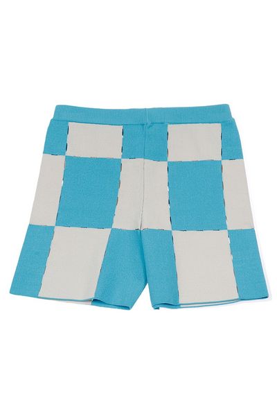 Jacquemus Cut Out Checkerboard Printed Knitted Shorts
