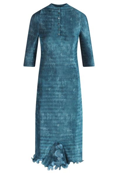Fendi Printed Asymmetric-Hem High-Neck Midi Dress
