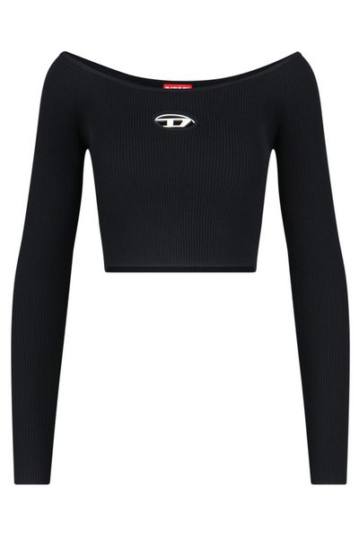 Diesel M-Vera-Ls Ribbed Knit Off-The-Shoulder Top