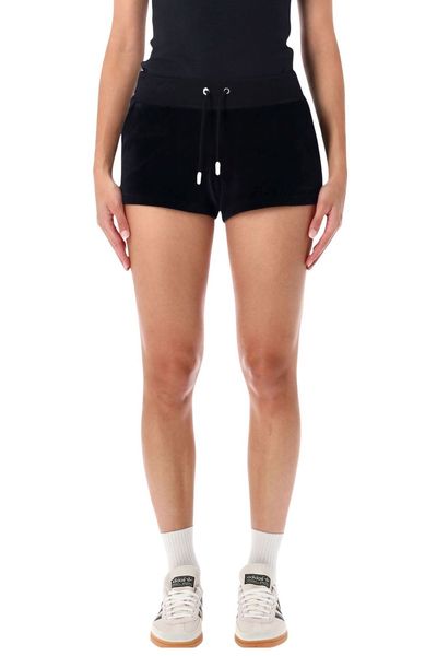 Sporty & Rich Velour Crystal Logo Shorts