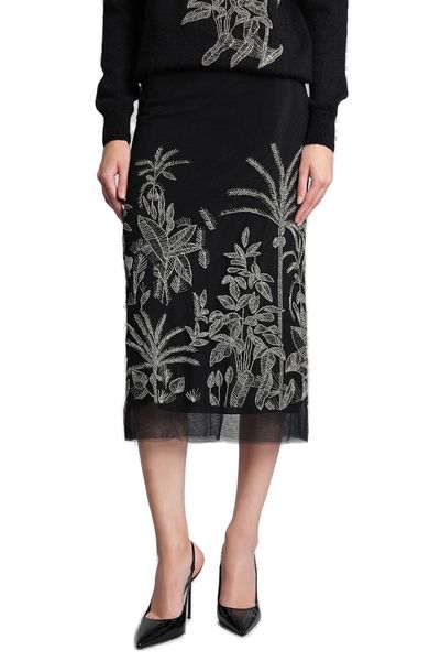 Costarellos Costalleros Leyla Tulle Embroidered Skirt