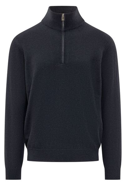 Malo Half Zip Mock Neck Knitted Sweater