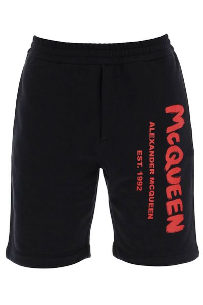 Alexander McQueen Graffiti-Logo Printed Sweatshorts