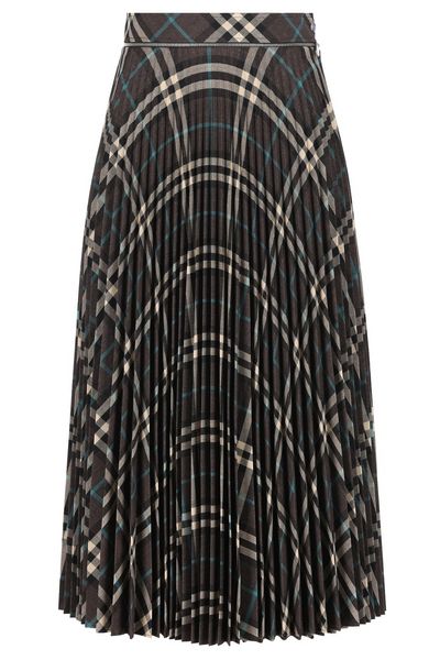 Burberry Checked Pleated Flared Hem Skirt