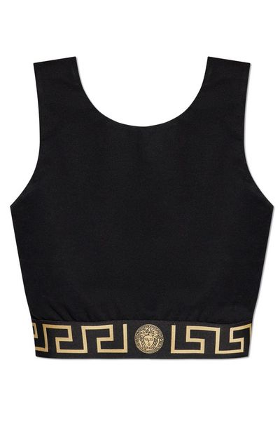 Versace Greca Border Sleeveless Cropped Top