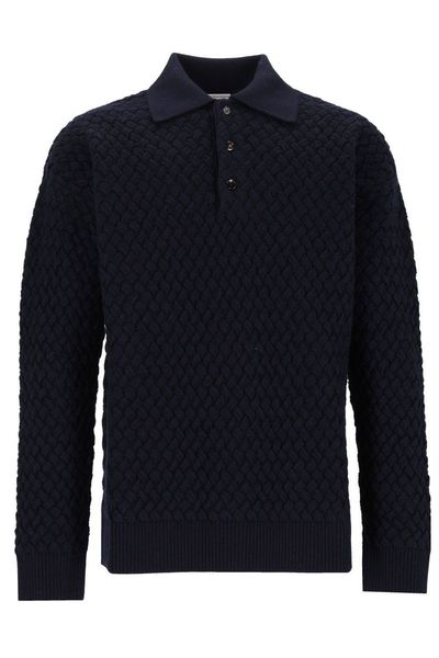 Bottega Veneta Intrecciato Knitted Polo Sweater