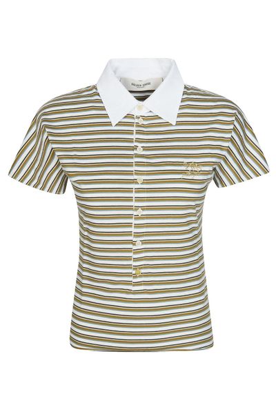 Golden Goose Deluxe Brand Logo Embroidered Striped Polo Shirt