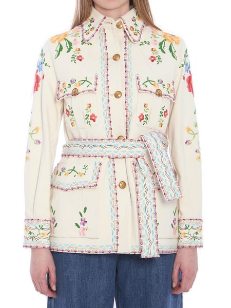 Valentino Floral Embroidered Button-Up Jacket