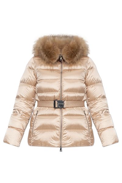 Moncler Cupidone Belted Fur-Trim Down Jacket