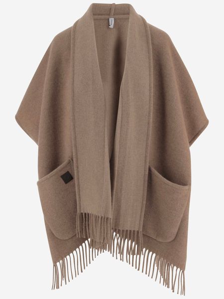 Ferragamo Fringed Patch-Pocket Cape