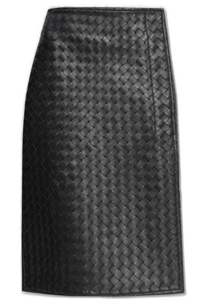 Bottega Veneta Intrecciato Leather Pencil Skirt