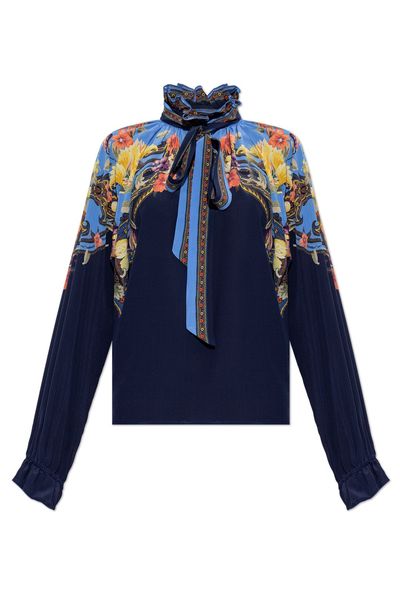 Etro Floral Print Tie-Neck Top
