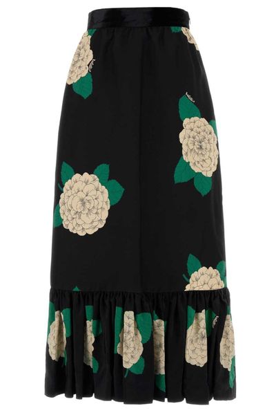 Valentino Apres L'Hiver Printed Peplum Hem Skirt