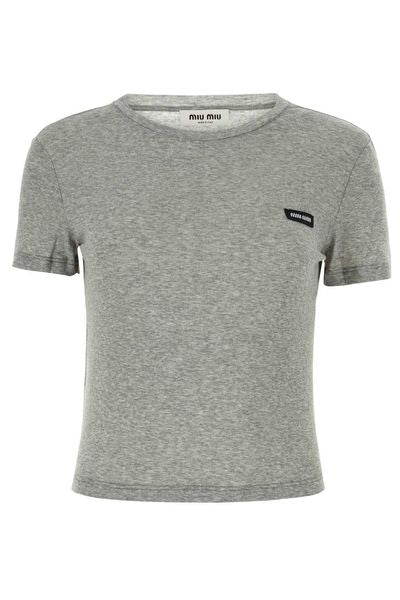 Miu Miu Logo-Patch Crewneck T-Shirt