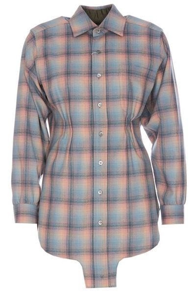 Maison Margiela Checkered Button-Up Shirt Dress