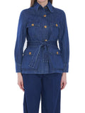 Valentino Sahariana Belted Waist Denim Jacket
