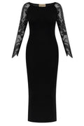 Valentino Lace-Sleeved Crewneck Maxi Dress