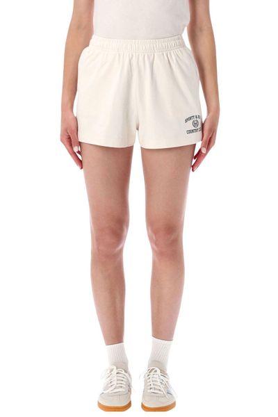 Sporty & Rich Varsity Crest Drawstring Shorts