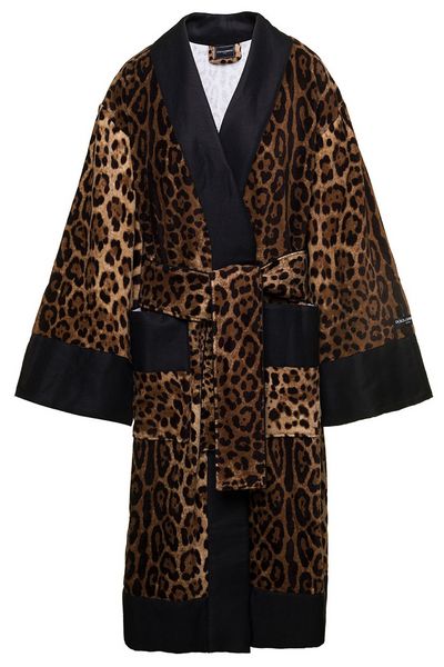 Dolce & Gabbana Leopard Printed Bath Robe