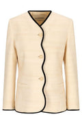 Valentino Contrasting Velvet Trim Button-Up Jacket