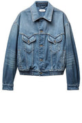 Versace Cropped Button-Up Denim Jacket