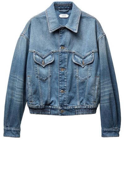 Versace Cropped Button-Up Denim Jacket