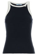 Prada Contrast Trim Ribbed Tank Top