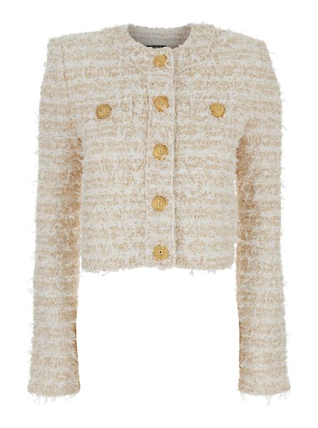 Balmain Cropped Tweed Jacket