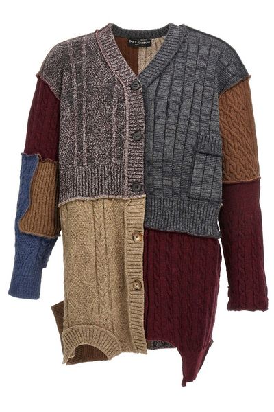 Dolce & Gabbana Patchwork Distressed Knit Cardigan