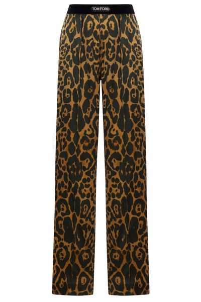 Tom Ford Leopard Printed Wide Leg Pants