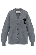 AMI Heart Logo Wool Cardigan