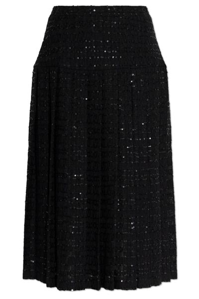 Alessandra Rich Sequin Tweed Pleated Skirt