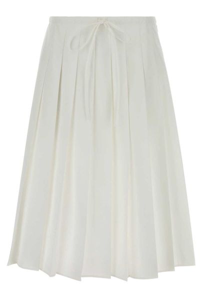 Prada Drawstring Pleated Midi Skirt