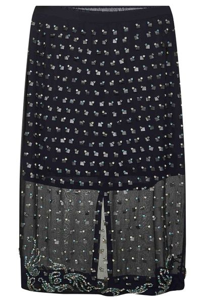 Dries Van Noten Embellished Sheer Panelled Midi Skirt