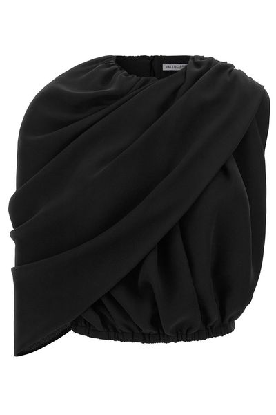 Balenciaga Draped Cape Crop Top