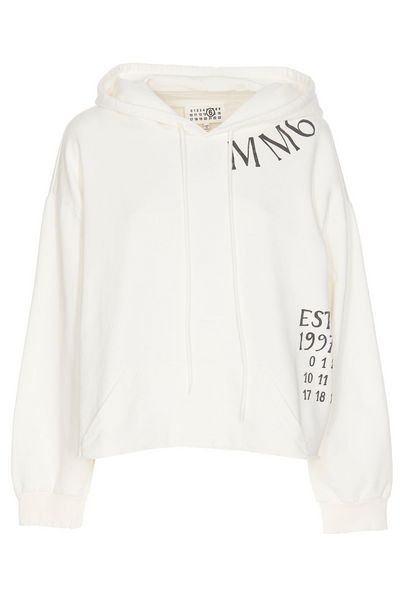 MM6 Maison Margiela Logo-Printed Drop Shoulder Hoodie