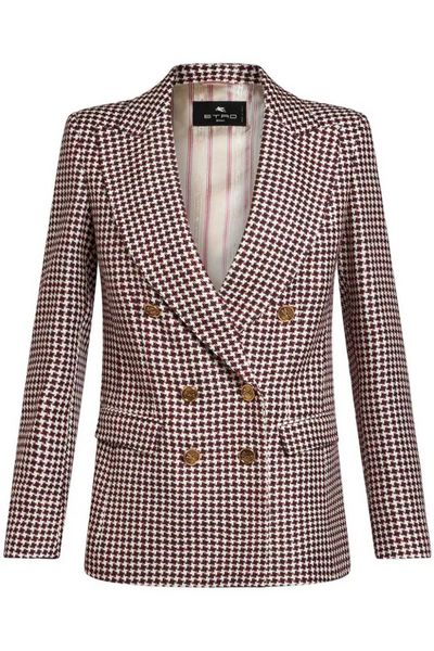 Etro Houndstooth Patterned Straight Hem Jacket