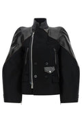 Sacai Panelled Zip-Up Sculpted Shoulder Jacket