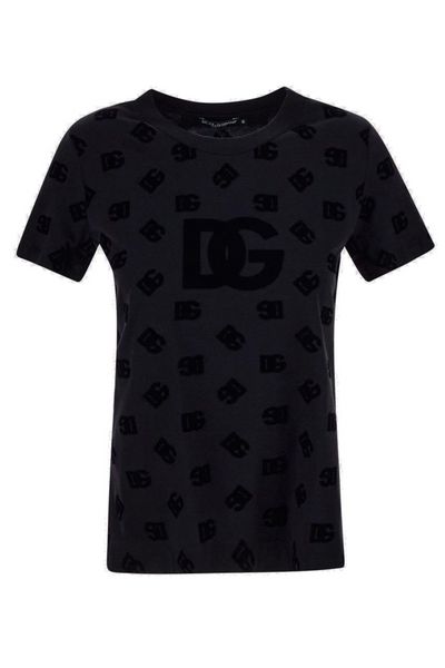 Dolce & Gabbana All-Over Logo Flocked Jersey T-Shirt