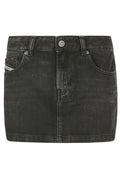 Diesel De-Ron Logo Patch Denim Mini Skirt
