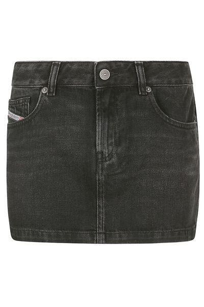Diesel De-Ron Logo Patch Denim Mini Skirt