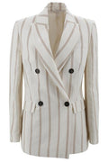 Brunello Cucinelli Double-Breasted Striped Blazer